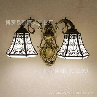 蒂凡尼灯饰彩色770玻卧璃铜壁网灯复古灯店室床头卫生间盥洗间酒