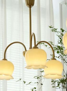 厅法式轻奢油铃兰客厅吊灯现代简约全铜玻吊璃餐灯82317卧室衣奶
