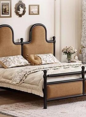 式木公复古实床双人软靠主床黑色中古风CES法床欧式赫本风主卧大