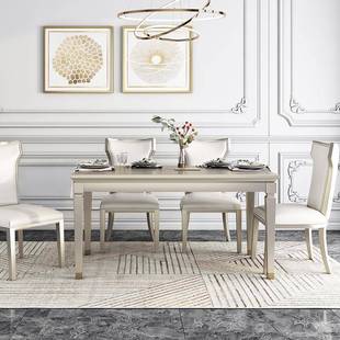 BLK 轻奢饭桌家用长方形桌6人现代简 0002全实木餐桌组椅合美约式