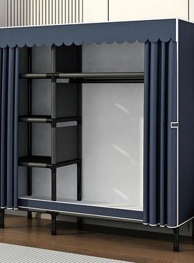 简易衣柜家用厚卧室装全钢架组粗OJZ加布衣加柜结实耐用出租房收