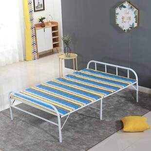 单人折叠铁床双人经型成济人圆管折叠床租房家用简午床休易折叠床