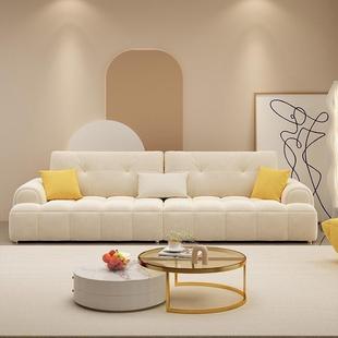 法式奶油风猫抓布沙轻奢YLL小型客厅现代简约户排泡芙直科技发布