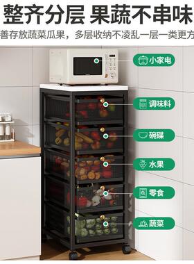 置屉物架厨抽式房多功能收纳架台面微缝波炉架子墙角夹多层D82落