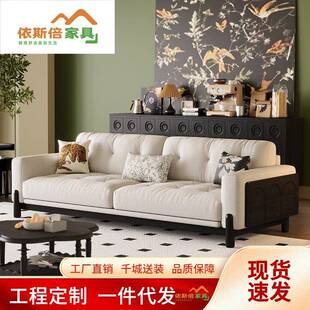 中古风灯芯绒沙发小户型实木现代简约新款客厅豆腐块直排布艺沙发