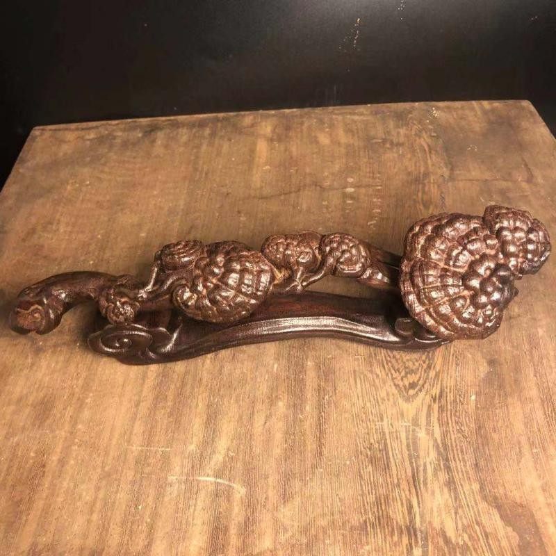 越南沉香木雕灵芝如意摆件招财吉祥手把件客厅乔迁送礼实木工艺品