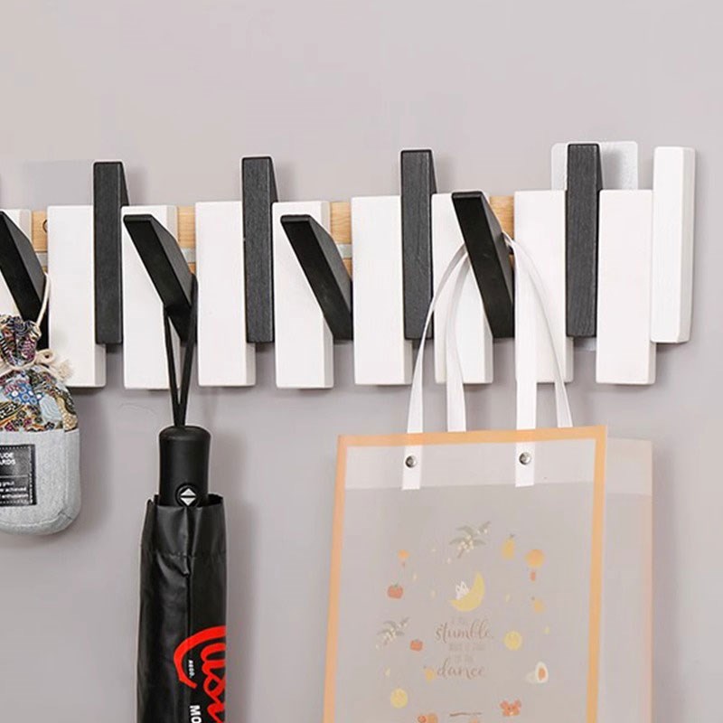 彩色琴键挂钩实木挂衣钩墙壁玄关入户门挂钩墙上免打孔创意进门后