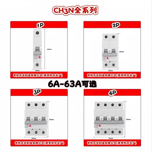 常熟开关厂CH3N-63小型断路器1P2P3P4P空开10A16A20A25A32A40A63A