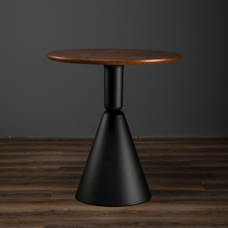 德宜客意式黑色小圆桌家用餐桌商用洽谈阳台桌白色岩板咖啡厅桌子