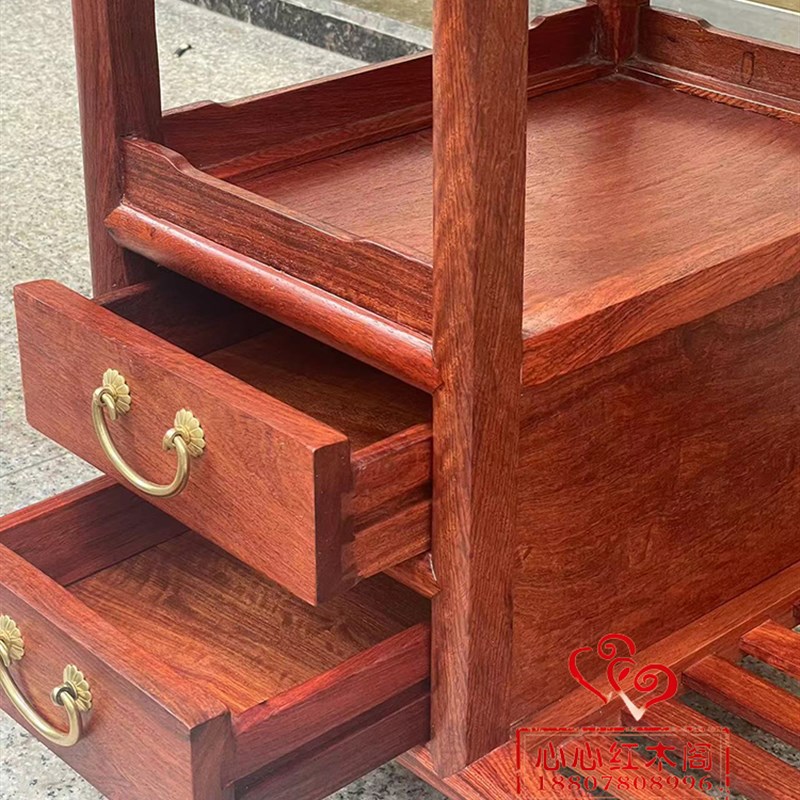 缅甸花梨大果紫檀原木茶台中式茶几阳台休闲桌干泡台生磨烫蜡茶桌