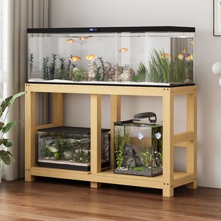 全实木鱼缸架放置柜底座底柜桌子超强承重多层生态缸专用架子定制