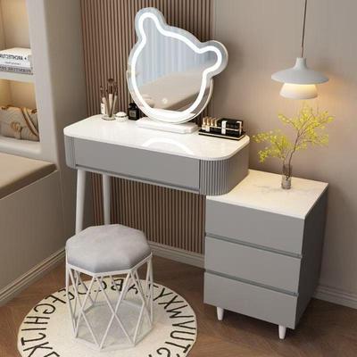 2025新款奶油风梳妆台卧室现代简约小户型化妆桌床头斗柜一体实木