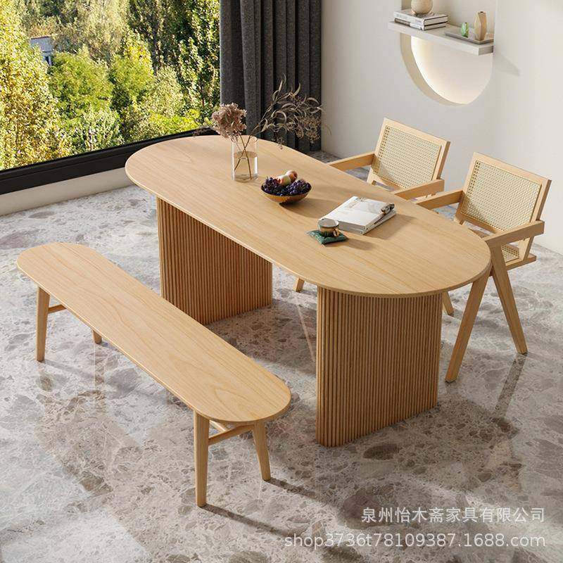 简约实木椭圆餐桌民宿多人位原木餐桌家用客厅小户型休闲吃饭餐桌,电子元器件市场,其它元器件,淘宝优惠券,粉丝福利购,淘宝优惠卷