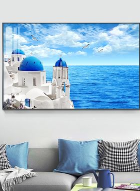 地中海风景圣托里尼浪漫爱情海装饰画客厅餐厅卧室挂画床头墙壁画