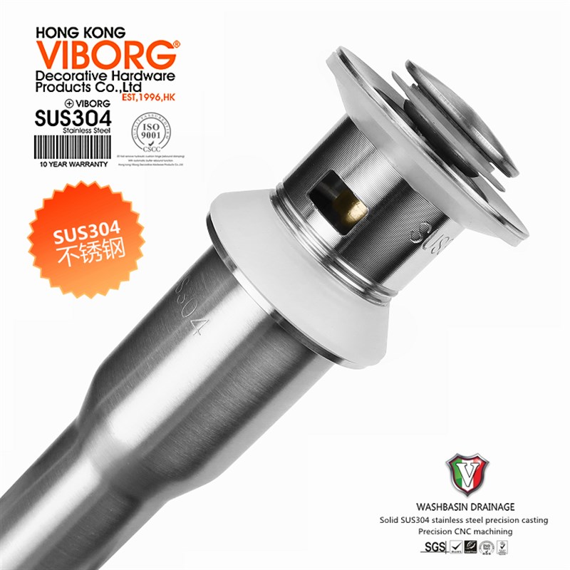 V域堡30不锈钢台盆下水器面盆去水器洗脸盆弹跳水塞排水配件