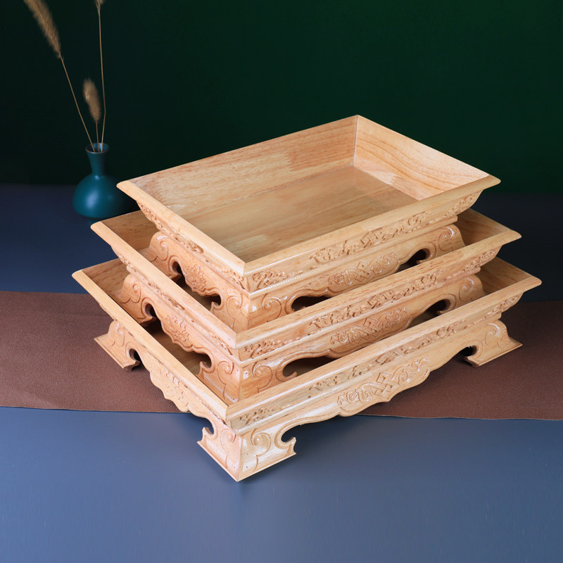 实木雕花烤羊木托盘蒙古手把肉蒙餐民族元素手工奶食盘干果货盒