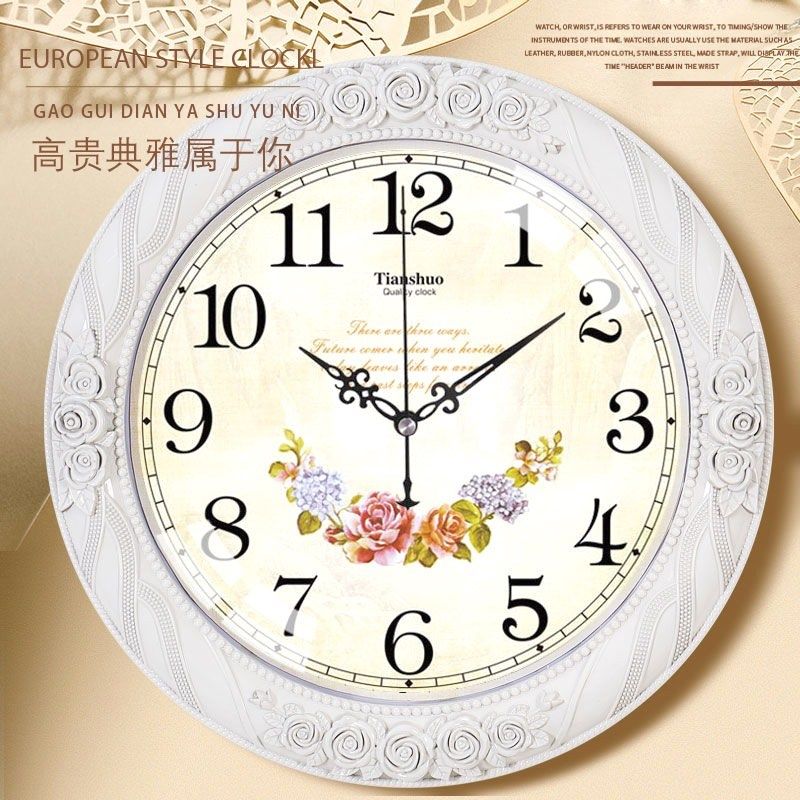 石英钟静音钟表客厅挂钟卧室挂钟简约欧式挂钟挂表创意时钟日历钟