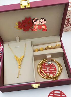 订婚结婚假三金五金套装五件套拍摄道具礼盒一整套彷真沙金婚礼女