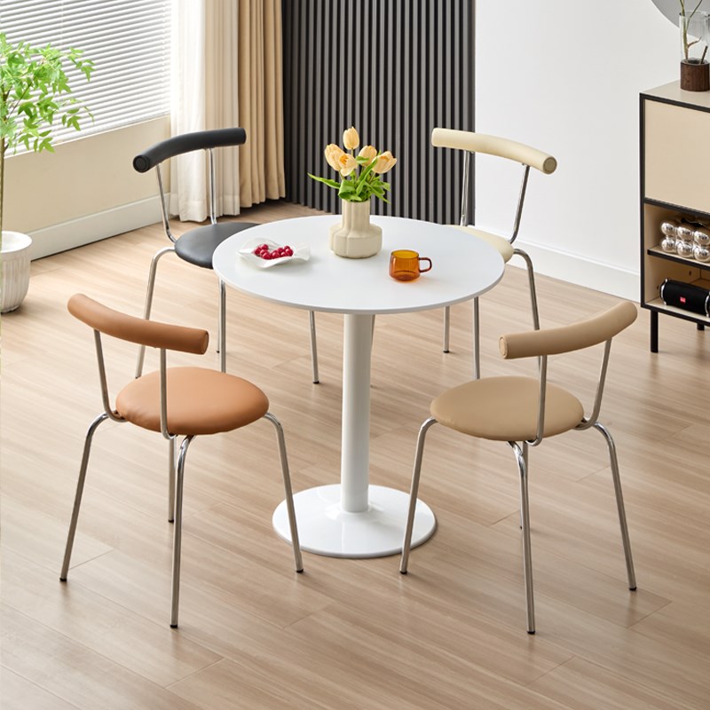奶油风小圆桌家用小户型阳台桌现代简约圆桌奶茶店民宿咖啡厅餐桌