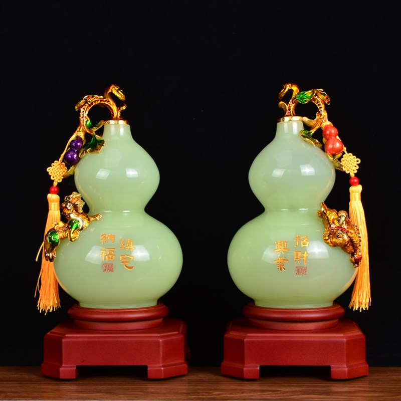 中式琉璃玉葫芦摆件客厅酒柜新房新家招财装饰品搬家乔迁新居礼品
