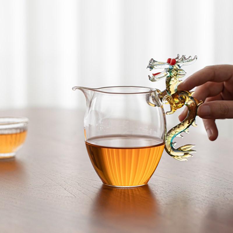 井世堂 高颜值星空底龙把功夫茶具茶海侧把公道杯玻璃高档分茶器