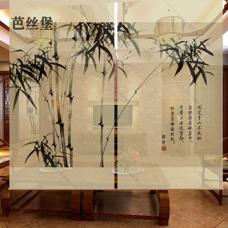 新中式卷帘窗帘悬挂式软屏风客餐厅隔断帘房间屏风隔离拉帘竹子