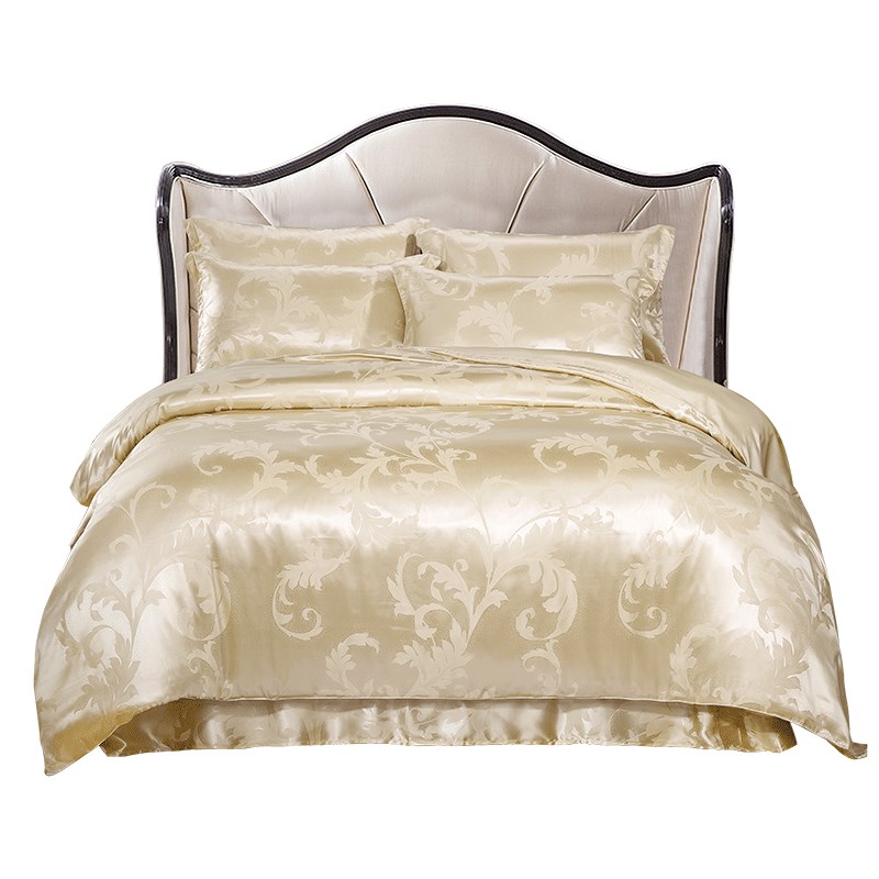 枕水人家重磅全真丝被套宫廷风丝绸被套床上用品婚庆印花双面宽幅