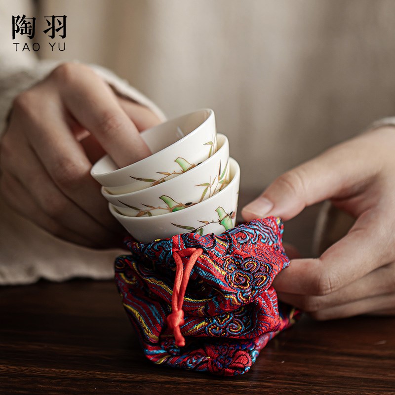 快客杯户外随身陶瓷一壶三杯玻璃便携式旅行功夫茶具套装露营简约