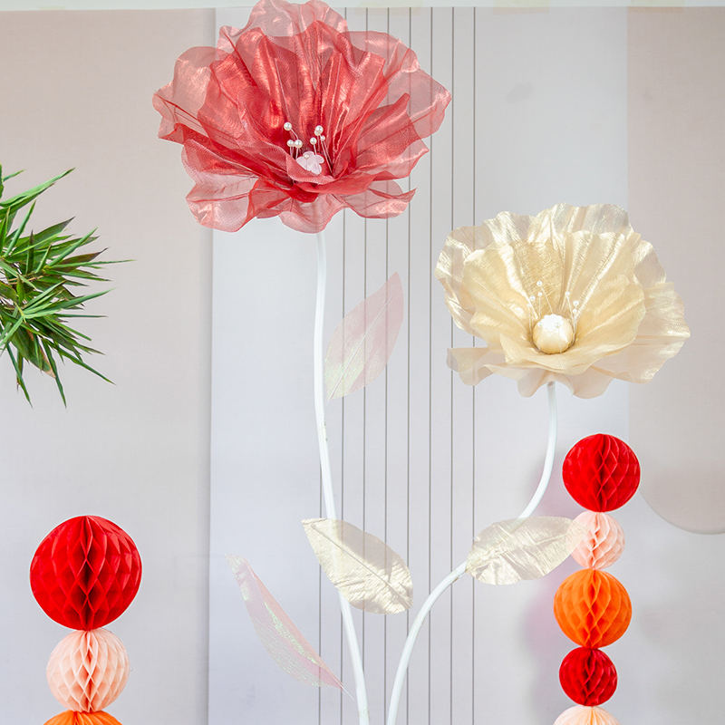 结婚婚房装饰摆件新房纱花路引立柱真丝花婚庆婚礼布置装饰支架