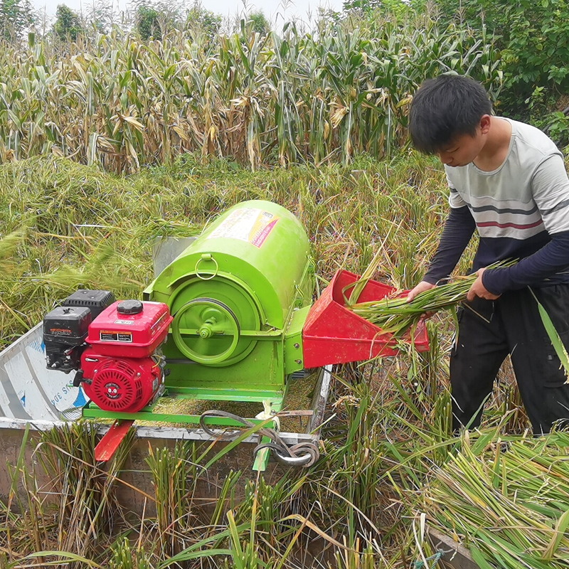 全喂入稻麦脱粒稻谷农用打谷机家用水稻脱粒机小型收割机多功能