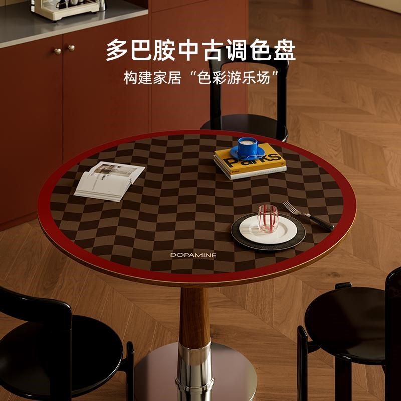 午后柏林中古风皮革圆桌垫轻奢高级感圆形餐桌垫防油防水隔热垫子