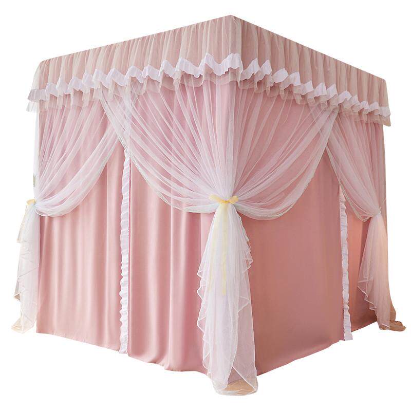 遮光床帘家用卧室落地少女一体式封闭蚊帐防尘幔支架床风保暖公主