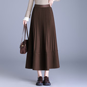 高级感长款 &白鹿语时尚 百褶裙A字摆裙子BX20391 草莓