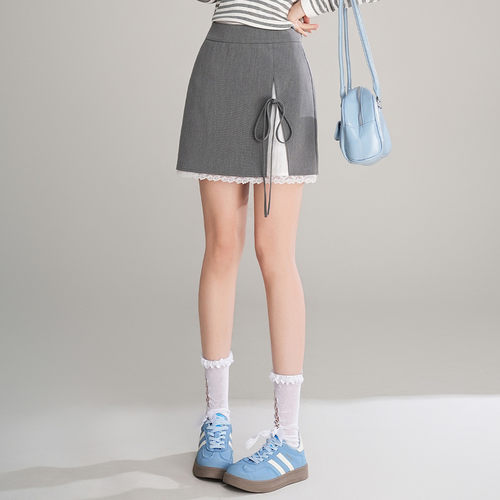 【呼呼严选专享】&白鹿语高级感温柔侧边开叉裤里女裙子HY50197