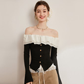 草莓粉丝专享 衬衫 &白鹿语气质简约修身 女式 BY20051 喇叭长袖