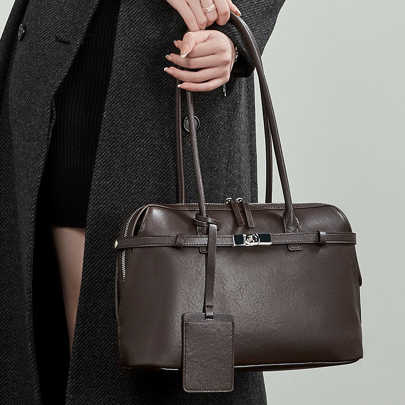 琳蒂袋鼠真皮女托特包2025新款小众百搭通勤时尚大容量手提单肩包