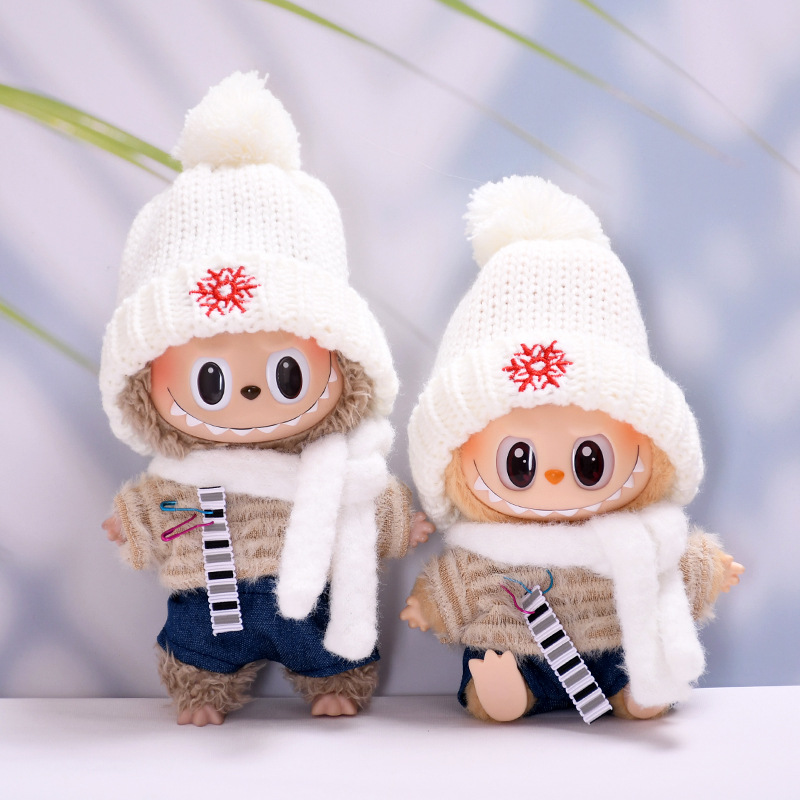 仅衣服】一二代盲盒Labubu挂件衣服毛毛条纹围脖拉布布娃衣着替