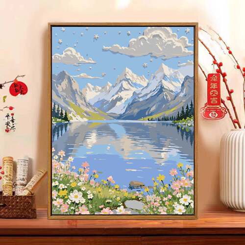 花卉数字油画diy填充画成人手绘风景手工填色涂色丙烯装饰画