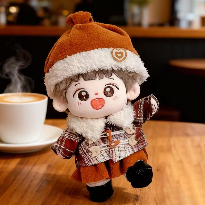 【咖啡布丁】20cm棉花娃娃衣服帅酷学院风娃衣无属性玩偶服替换装
