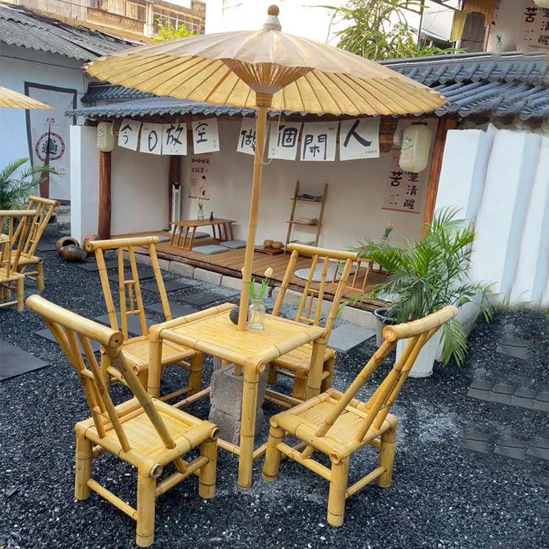 竹桌子竹台竹茶几围炉煮茶火锅桌椅户阳台外庭院八仙桌民宿茶桌子