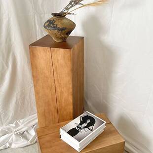 诧寂风实木方形木桩酒店玄关底座木墩子民宿边几艺术原木摆件花架