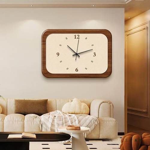 新中式电丑表箱装饰画约简原木风配电遮箱遮画带钟表多媒F98MTST6