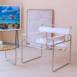 TY2201休轻闲瓦西椅里ENI椅奢休闲意式 客厅 网红椅子马鞍皮不锈钢