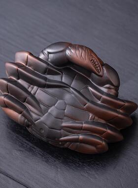 螃蟹茶原矿紫陶一体漏过滤器可养茶茶宠摆件茶滤过网隔EYD漏滤斗