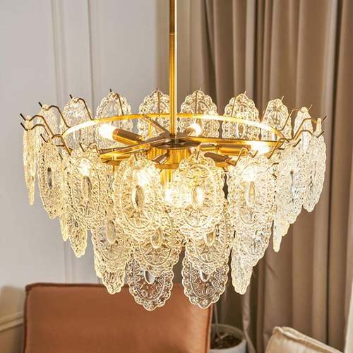 大利风格中古玻璃意吊灯38735法简式现代约轻奢设室计师卧客厅书