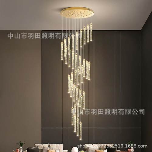 楼新6597款旋转梯吊灯现代轻奢lof灯t公寓别墅客厅水晶具复楼式长