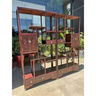 老挝大红酸枝交趾黄檀博古架多宝阁储物柜酒柜古董柜清式明式家具