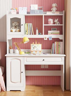 儿童学习桌家颜用卧室高值CVC书架桌书组合一体女孩房网红写间字