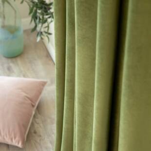 橄榄绿天鹅绒窗帘复古墨绿色轻奢客厅卧室加厚遮光丝绒布窗帘