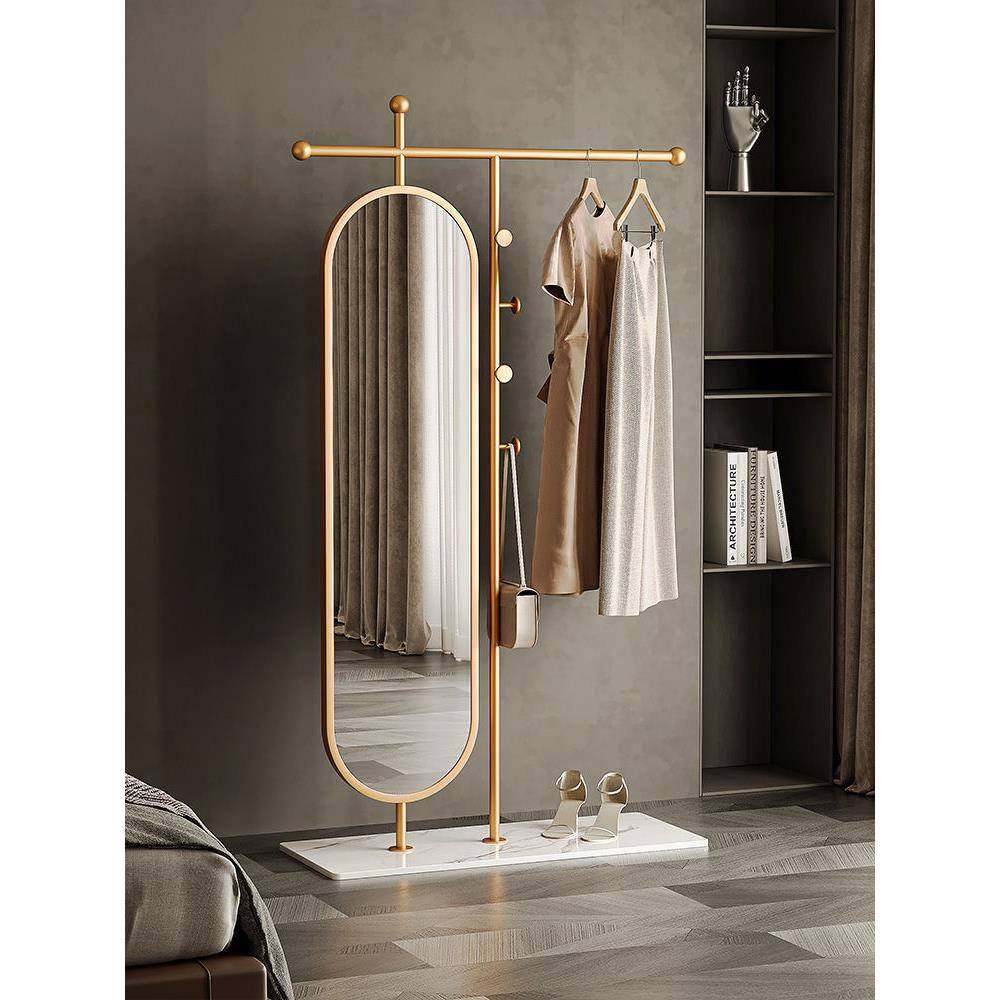 轻奢帽穿衣镜一体挂衣架落地衣卧室架带镜子旋转多功可能MQN挂衣